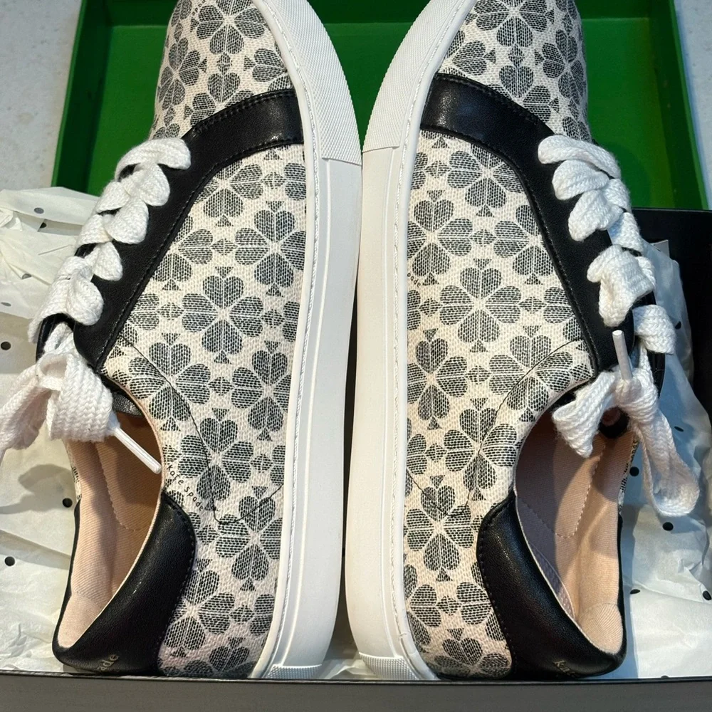 Kate Spade Floral Black and White Sneakers Erin Spade Flwr flower - Picture 4 of 9